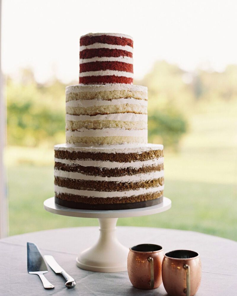 3-tiered naked wedding cake