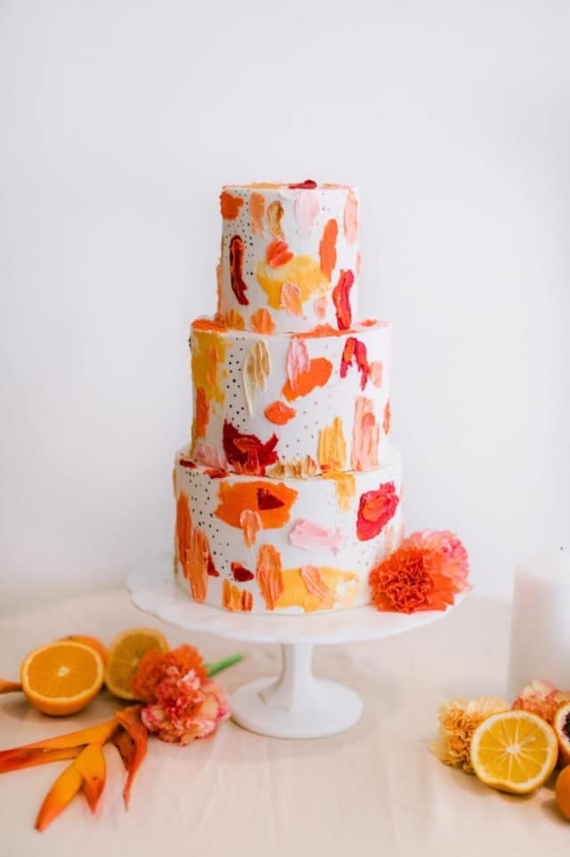 Shades of orange wedding cake