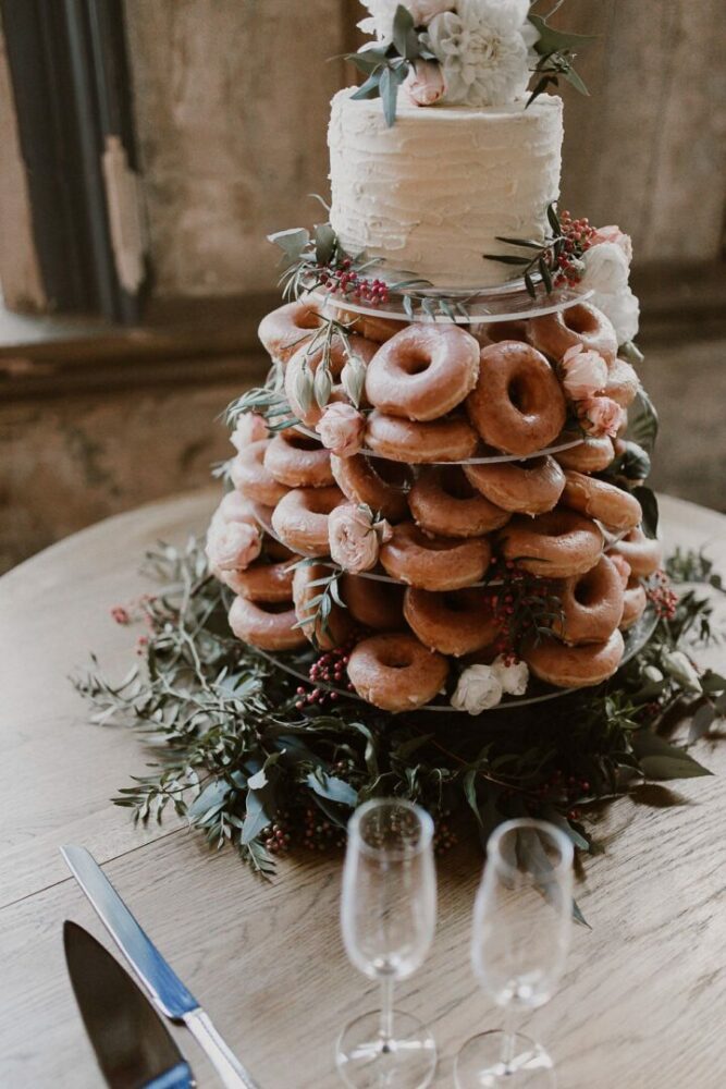 Tiered donut wedding cake