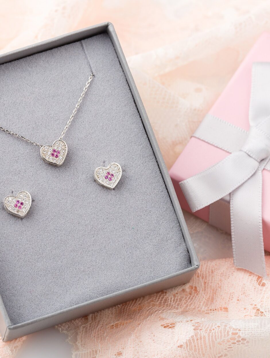 Jewelry gift box with necklace and earrings