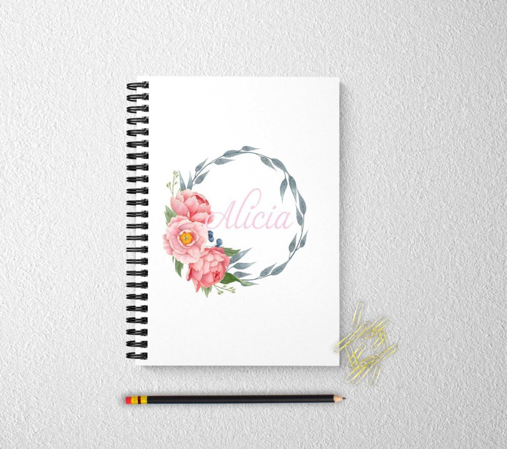 Personalized floral notebook