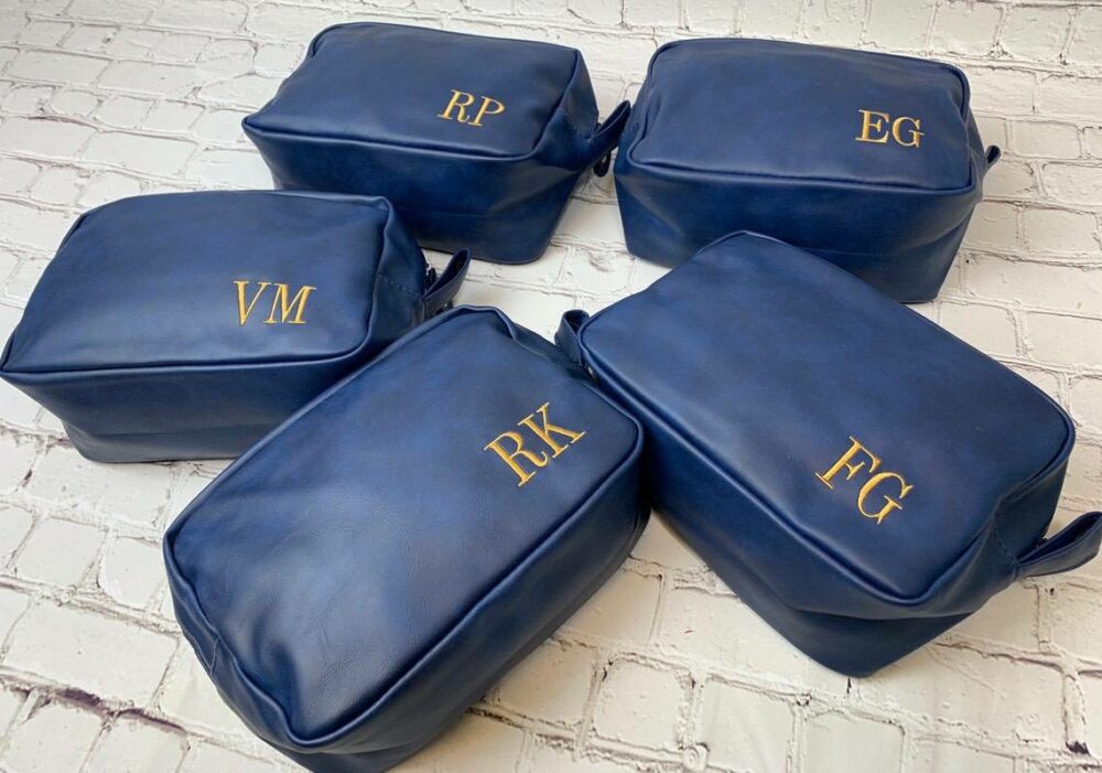 Personalized leather toiletry bags