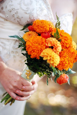 Wedding bouquet of marigolds