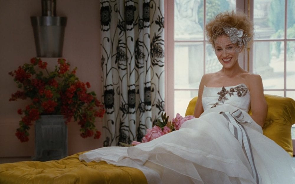 Carrie Bradshaw wearing a Herrera gown