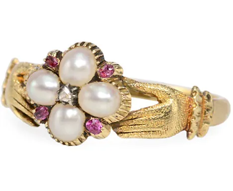 victorian era 15k gold ring with pearl accents