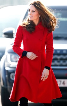 Kate Middleton in red Carolina Herrera coat