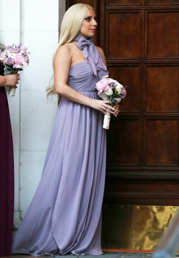 Lady Gaga wearing a Jenny Yoo bridesmaid dress