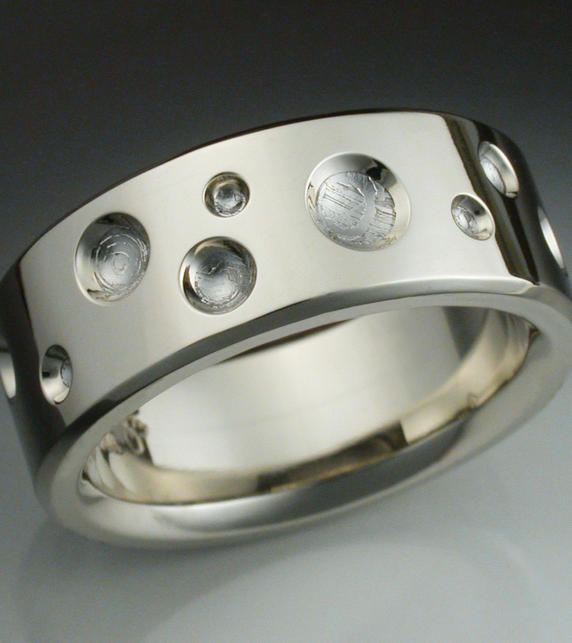 Custom White Gold Crater Band