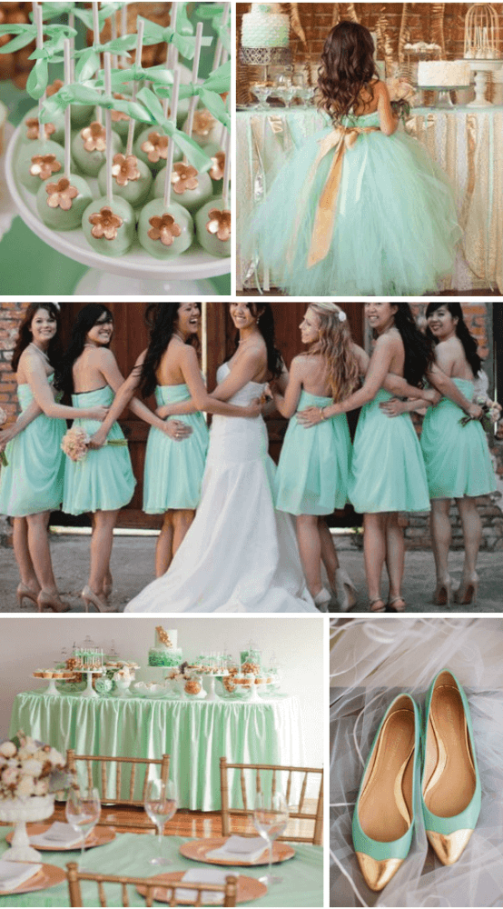 Mint & green wedding palette collage
