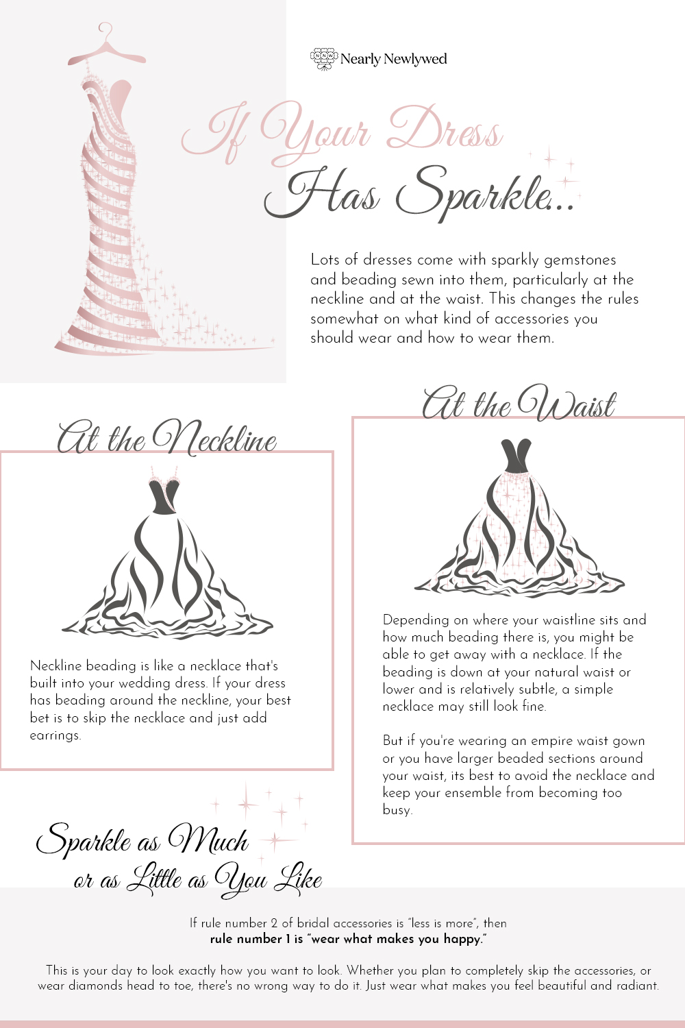 Infographic guiding brides through accessorizing based on the sparkle of their dress