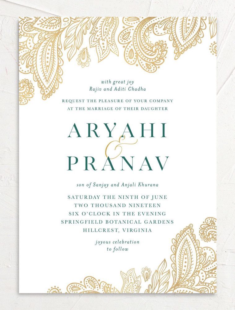Ornamental elegance wedding invite