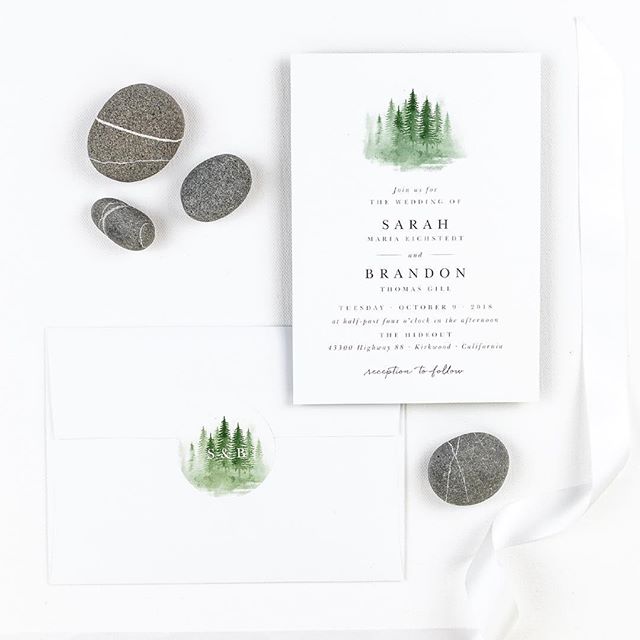 Watercolor Pines basic invite invitation