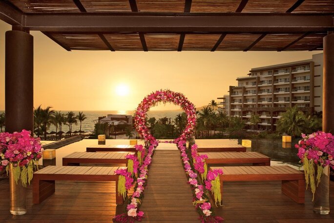 Wedding set up in the Rendezvous terrace at Secrets Vallarta Bay