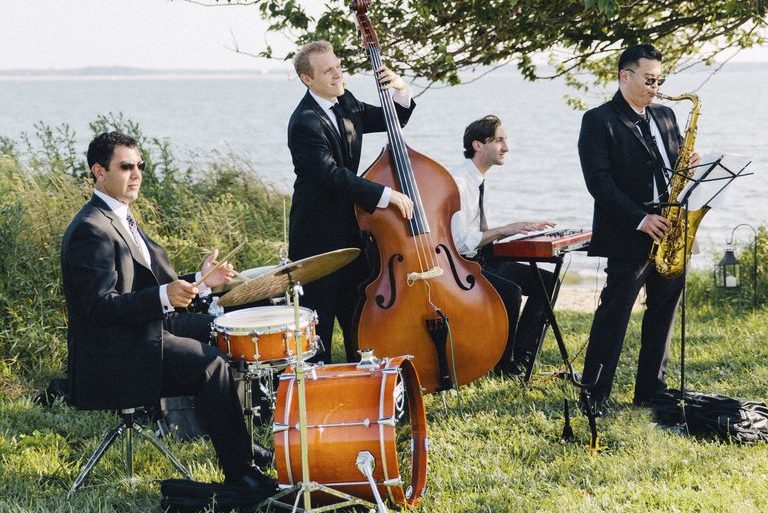 outdoor wedding ceremony musicians