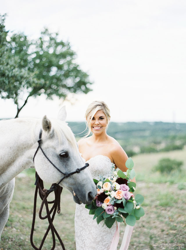 Simple and classic natural light Texas Hill Country bridal portraits on film by Anne Brookshire Photography