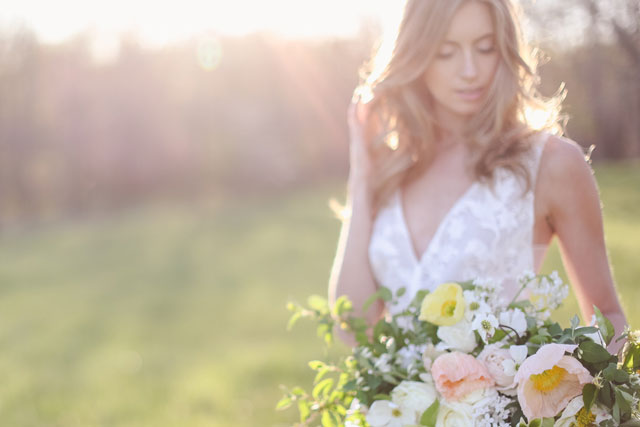 A stunning sunset bridal inspiration shoot with a welcome basket, ethereal calligraphy and exquisite florals by Anny. Photography