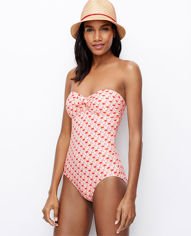 Flamingo Bandeau One Piece Swimsuit | Beach Honeymoon Essentials
