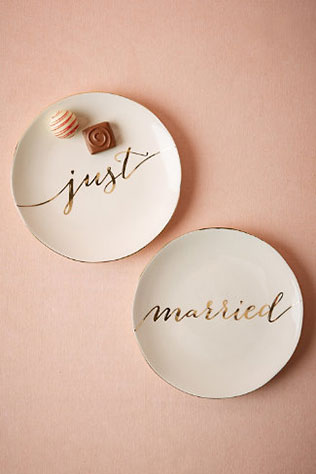 Just Married Dessert Plates by BHLDN | 5 Fairy Tale Bridal Looks from BHLDN's Fall Collection