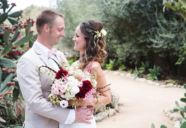 A romantic spring garden look for the bride and groom by Chloe Atnip Photography