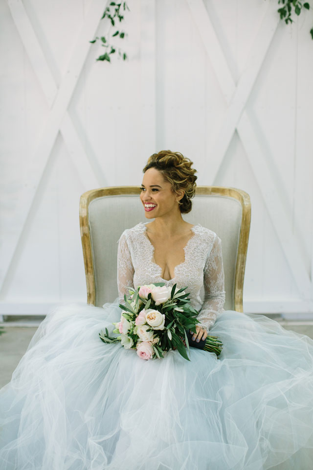 An airy and ethereal farmhouse bridal inspiration shoot with a Serenity blue gown by Ellen Ashton Photography