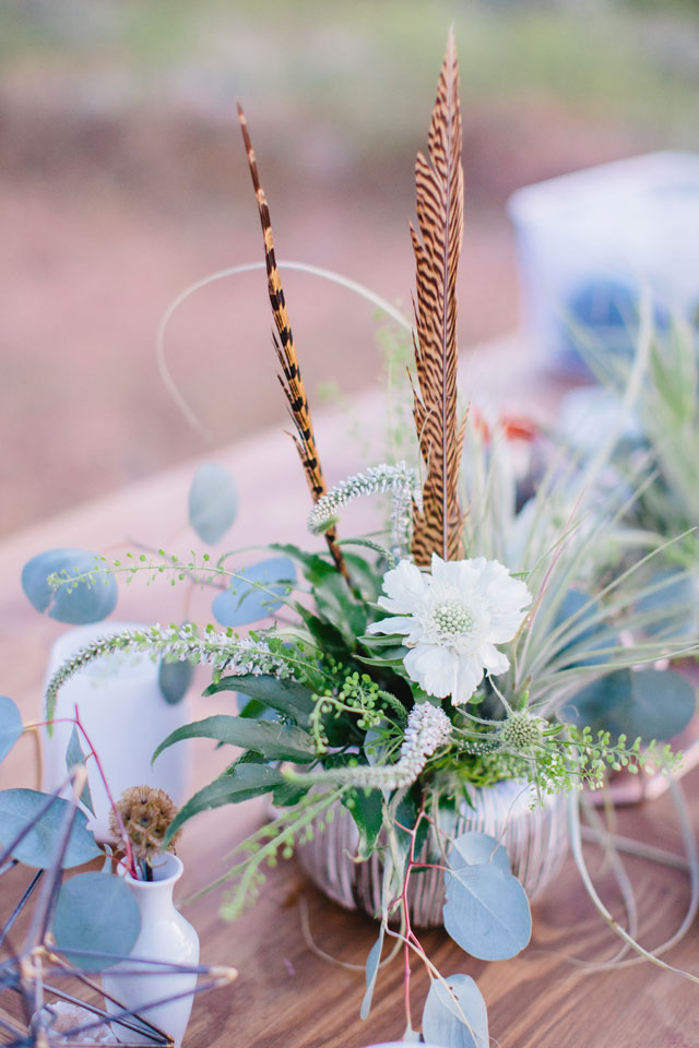 A creative styled shoot featuring bohemian desert whites, air plants and mixed metals by Gagewood Photo and Audere Events