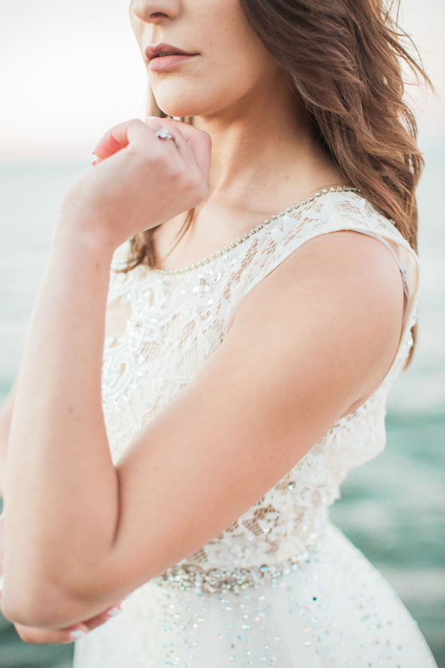 A quietly romantic beach bridal session with muted and deep blues by Kortney Boyett Photography
