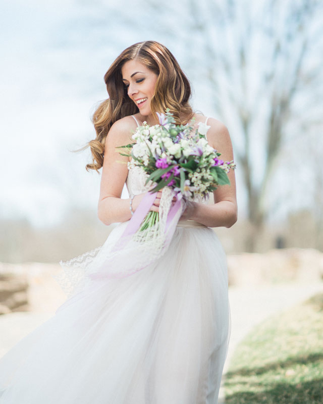 A spring pastel bridal inspiration shoot with an adorable yorkie pup by Sincerely, Emelia