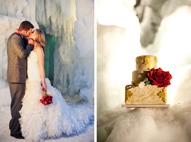 An ice castle styled shoot with red accents by Ali & Garrett Wedding Photographers || see more on blog.nearlynewlywed.com