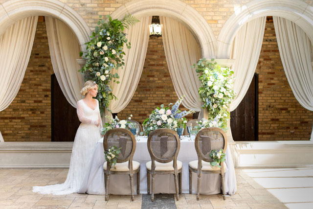 Styled after the age-old wedding tradition, this Something Blue inspired wedding features a lovely palette of soft pewter and sky blue by Alexandra Del Bello Photography