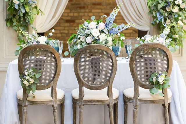 Styled after the age-old wedding tradition, this Something Blue inspired wedding features a lovely palette of soft pewter and sky blue by Alexandra Del Bello Photography