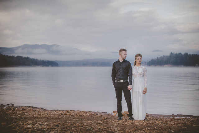 A moody and minimalist Viking wedding inspiration shoot with a white barn owl by Amber Cather Photography