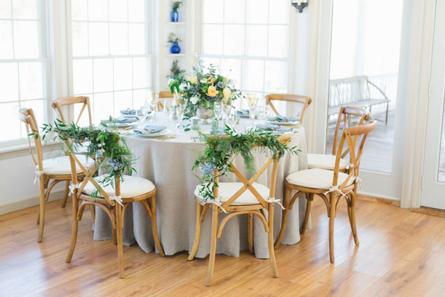 A refined and sophisticated blue and gray winter wedding inspiration shoot in Vermont with gorgeous gold accents by Amy Donohue Photography