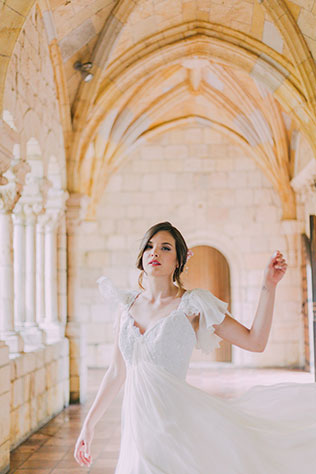 A romantic, candlelit bridal fashion shoot at an historic monastery in Miami | Bluespark Photography: http://bluesparkphotography.com