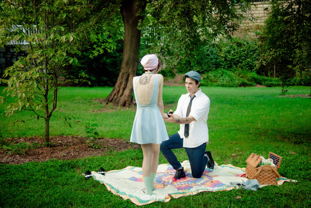 A two-part retro wedding inspiration shoot including ideas for an aqua and pink engagement and wedding | Brides & Dolls: bridesanddolls.com