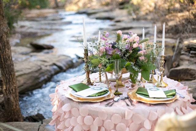 Romantic floral arrangements and whimsical woodland details are the focus of this My Deer One styled shoot from Convey Studios