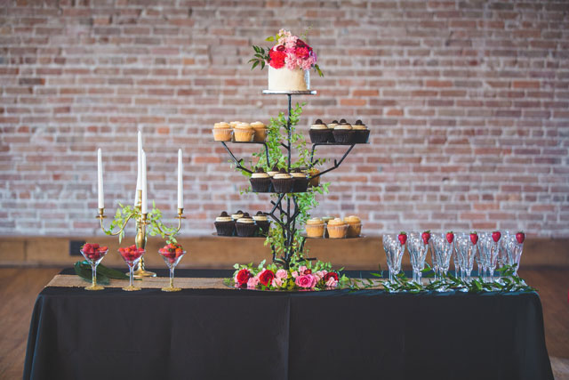 Colorful and whimsical Ever After Land wedding inspiration featuring parasols, glitter and an amazing dessert display | Defined Image Photography | Eventful Rental