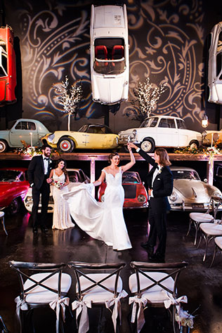 A glamorous old Hollywood inspired styled shoot in a vintage car museum by Drew Brashler Photography and Your Jubilee