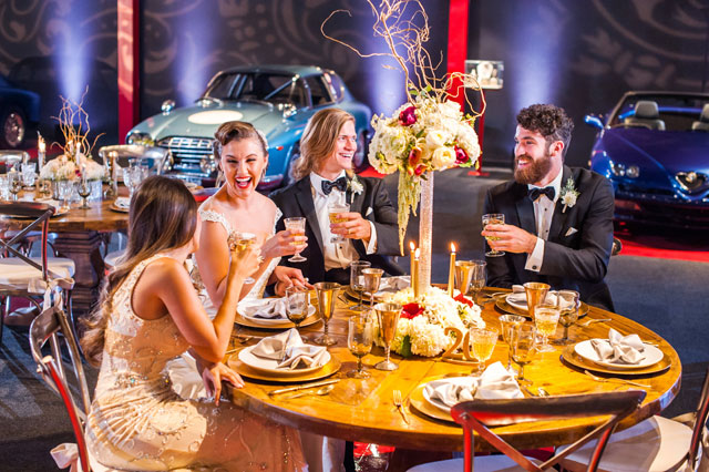 A glamorous old Hollywood inspired styled shoot in a vintage car museum by Drew Brashler Photography and Your Jubilee