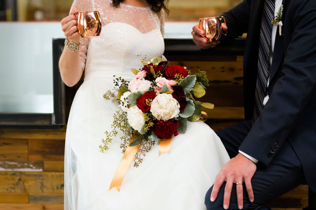 Rich gold and burgundy details abound in this lavish winter wedding inspiration shoot | Elena Bazini Photography: http://www.elenabaziniphotography.com