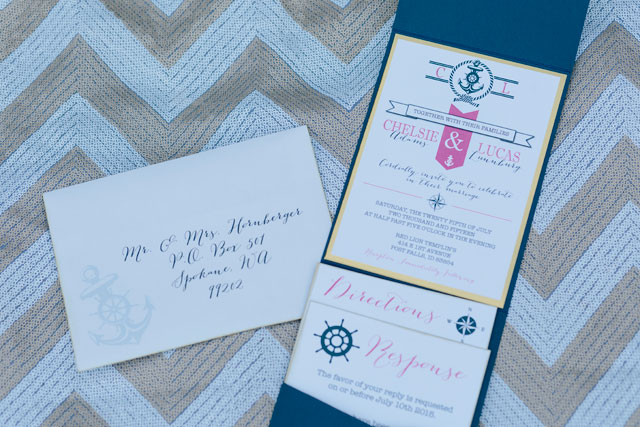 A navy, pink and gold wedding inspiration shoot inspired by sophistication on the river | Emily Wenzel Photography & Red Letter Event Planning