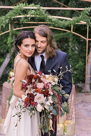 An incredible rose gold metallic wedding styled shoot featuring a stunning Truvelle gown | Erica Velasco Photographers: http://www.ericavelasco.com
