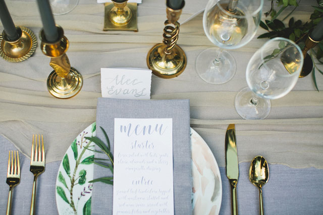 An elegant and refined gray and gold styled shoot by Erin Hannum Photography