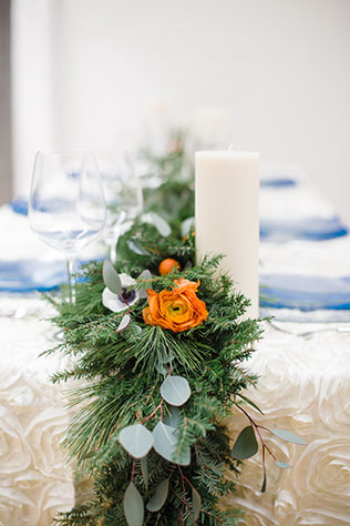 A modern winter wedding inspiration shoot with a palette of soft winter whites and bold pops of citrus and deep winter tones by For the Love Photography