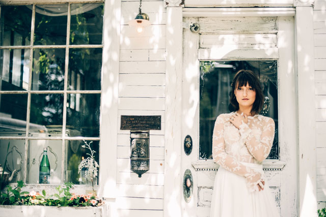 A tiny house styled wedding with a white color palette, antique furnishings and organic florals by Golden Girl Photo Life and Leigh and Mitchell