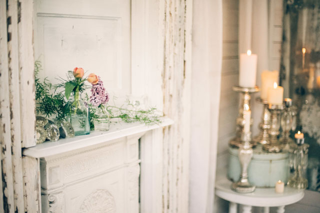 A tiny house styled wedding with a white color palette, antique furnishings and organic florals by Golden Girl Photo Life and Leigh and Mitchell