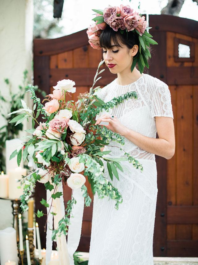 A California Spanish mission wedding styled shoot with terra cotta details, greenery, rich florals and traditional Spanish cultural elements by Grace Aston Photography