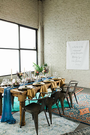 A bohemian yoga inspired styled shoot with geometric details, terrariums, and gorgeous calligraphy by Heather Elizabeth Photography and #24KVendor Blue Daphne