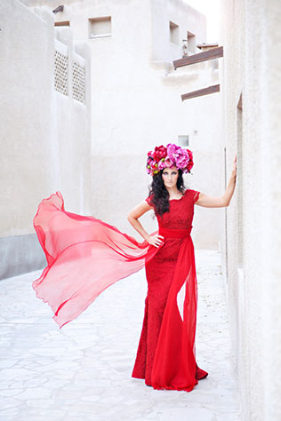 A sexy and bold modern bridal inspiration shoot with an incredible red dress by Bien Savvy and a floral headpiece // photos by JvR Photography: http://www.jvrphotography.co.za/ || see more on https://blog.nearlynewlywed.com