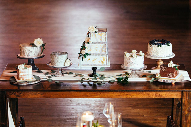 A gorgeous and intimate Italian inspired wedding styled shoot with gourmet food, an incredible display of multiple wedding cakes, and a lush tablescape by Kevin Paul Photography and Marie Rose Events