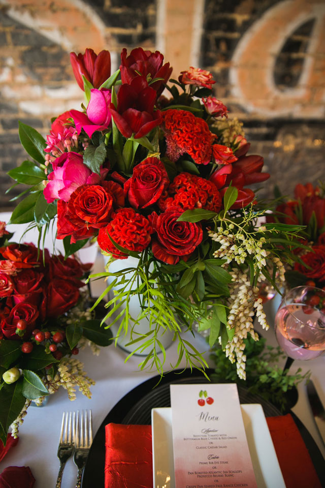 A beautiful red and black cherry wedding inspiration shoot inspired by Gwen Stefani by Laura Miller Photography and Urban Magnolia Weddings and Events